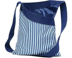 Wasknijperzak - Haringtas Pennenzak - Was ophangen - Waterdicht Nylon - 35 cm hoog - Blauw gestreept