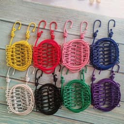 Reiswaslijn - Draagbaar Touw - Kleding Drogen - Winddicht met Clips - 1 Meter - Blauw Wit — thumbnail 4