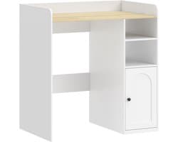 Wasmachine ombouw - Kast - Opbouwmeubel - Verhoger - Wasmachine meubel - Opbergkast - MDF - 93,5 B x 60 D x 100 H cm - Wit + Natuurlijk hout