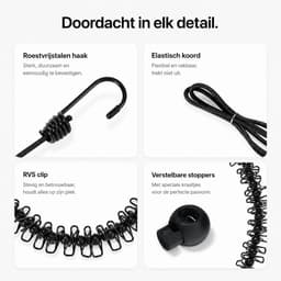 BOTC Waslijn - Waslijndraad - Wasdraad - Waslijn met 12 Wasknijpers - Verlengd tot 3 meters - Drooglijn - Weerbestendig - 1.8 m Drooglengte - Zwart — thumbnail 2