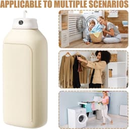 Droger - Elektrische wasdroger - Opvouwbaar - Met timer - Stille werking - Geschikt voor thuis, appartement, op reis, wasruimte, kleine ruimtes - Wit — thumbnail 5