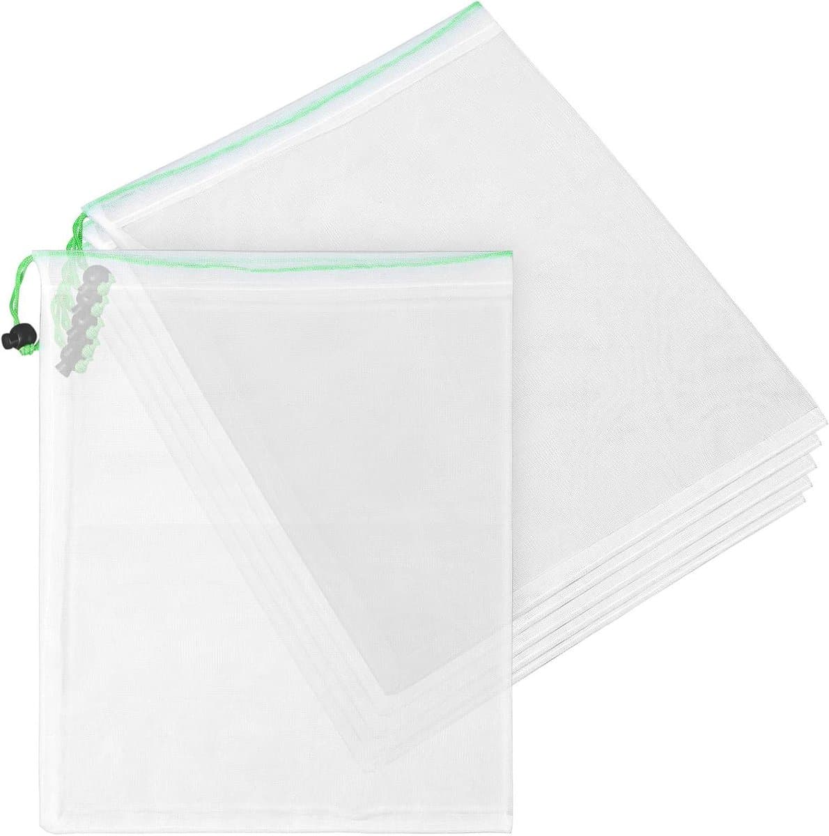 Generic 6 Stuks opbergzakken van mesh fruitgaaszakken uientas Opslagtas herbruikbare voedselbewaarzakken groentetassen Aardappelopslagtas aardappelzakken White — afbeelding 1