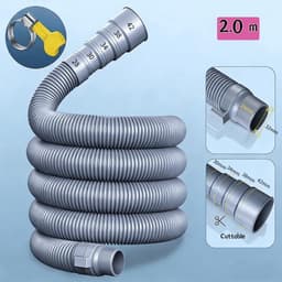 Tuyau d'extension universel renforcé pour lave - linge-Onderdelen voor wasmachines - afvoerpijp - Vrij te knippen - 2m - inclusief slangklemmen — thumbnail 1