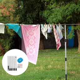 Waslijn Set - Droogrek Buiten - Kleding Drogen - Weerbestendig - 10 Meter - Meerkleurig — thumbnail 3