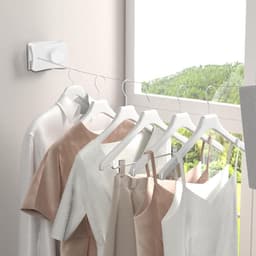 Intrekbare Waslijn - Drooglijn Wandmontage - Kleding Drogen - Veilige Spanningscontrole - 5.1 Meter - Wit — thumbnail 5