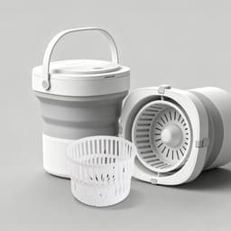 Mini Wasemmer - Opvouwbare Mand - Kleine Wascentrifuge - Sneldrogend Ontwerp - 16x16x12 cm - Wit — thumbnail 2