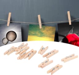 Houten Wasknijpers - Mini Clips - Foto's Ophangen - Mini Formaat - 100 stuks - Bruin — thumbnail 4