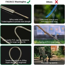 Waslijn met stalen kern - Wasrek touw - Kleding drogen - Robuuste kunststof met PVC - 50 meter - Wit — thumbnail 3