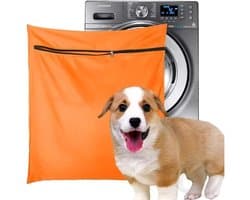 WiseGoods Luxe Huisdieren Waszak 70x80 Met Rits - Grote Polyester Waszak Tegen Dieren Haren - Honden / Katten / Paarden - Oranje