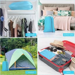 Grote Waszakken Set van 2 - Opvouwbare Opbergzak met Trekkoord 60x80cm voor Kleding, Speelgoed en Reizen — thumbnail 3