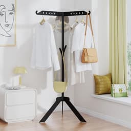 Droogrek voor kleding, 360° rotatie, opvouwbaar, in hoogte verstelbaar tot 136 cm, zwart — thumbnail 4