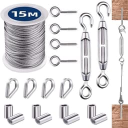 Stalen Kabel Set - Draadkabel Ophanging - Kleding Drogen - Roestvrij Staal - 25 Meter - Zilver — thumbnail 4
