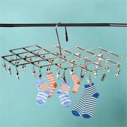 Sokkenklemmen set - Kledinghangers clips - Ruimtebesparend drogen - Roestvrij staal - 10 clips - Zilverkleurig — thumbnail 2