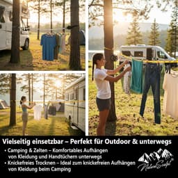 Waslijn met Hangers - Reis Waslijn - Droog Kleding - Inklapbaar en Compact - 3.5 Meter Lang - Zwart — thumbnail 2