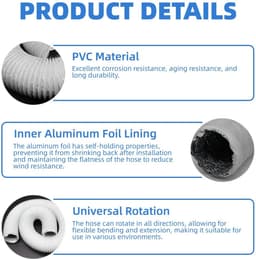 Dailygoods- Afvoerslang 100 mm Flexibel - Aluminium/PVC - Slangklemmen - Ventilatieslang - Wasdroger/Airco - 3 meter lengte — thumbnail 3