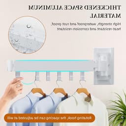 Uitbreidbare Wandgemonteerde Wasrek van Aluminium - 3-voudig Vouwbaar, Ideaal voor Kleding en Droogruimte — thumbnail 3
