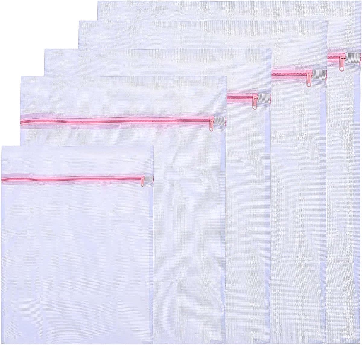 5-delige wasnet set, grove mesh, rechthoekige waszakken met rits, beschermend en voorkomt vervorming, ideaal voor delicate kleding, sweaters, shirts en ondergoed. — afbeelding 1