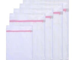5-delige wasnet set, grove mesh, rechthoekige waszakken met rits, beschermend en voorkomt vervorming, ideaal voor delicate kleding, sweaters, shirts en ondergoed.