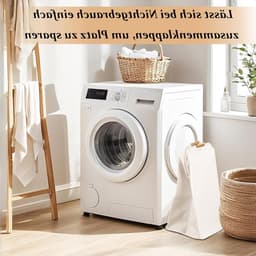 Dailygoods- Wasmand 2 Stuks - Smalle Wasmand - Wasmand met Houten Handgrepen - Polyester-Katoen - 40 × 30 × 59 cm - Wasverzamelaar - Wasmanden — thumbnail 4