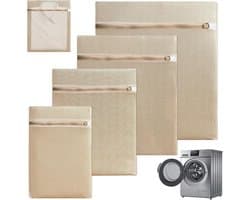 Set van 4 Wasnetten in Diverse Maten voor de Wasmachine - Fijnmazige Katoenen Waszakken met Verborgen Rits voor Dekens, Jassen, Gordijnen en Knuffels