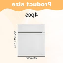 Set van 4 wasnetten voor delicate was - ademend fijn gaas - beschermt lingerie, sokken en babykleding - met rits - geschikt voor wasmachine en droger — thumbnail 3