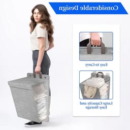 Vouwbare Wasmand met Deksel en Handvatten, Ruimtebesparende Wasmand, Grote Capaciteit voor Badkamer, Keuken en Slaapkamer, Set van 2 Stuks — thumbnail 2