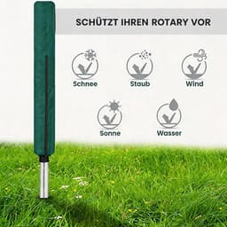 Waterdichte hoes met ritssluiting voor waslijn, beschermhoes voor terraswaslijn, beschermhoes voor draaibare wasdroger buiten - 16x16x165 cm, groen — thumbnail 3