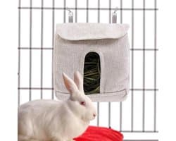 Voedertas Kleine Dieren - Hooizak Dispenser - Voorkom Hooiverspilling - Met Ophanghaken - Maat L - Meerkleurig