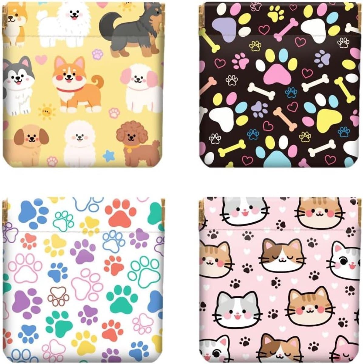 4 Stuks Knijp Coin Purse voor Huisdieren, Schattige Katten en Honden, Ideaal voor Sleutels en Muntjes — afbeelding 1