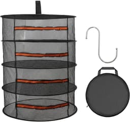 Dailygoods- Kruidenafdruiprek 4-laags - Opvouwbaar - Afdruiprek voor Planten - Duurzaam Net - Geschikt voor Kruidendrogen - Zwart/Oranje - Planten Droger — thumbnail 1