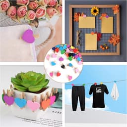 Mini houten haringen - Decoratieve clips - Fotowand decoreren - Hartvormig design - 100 stuks - 10 kleuren — thumbnail 5