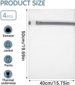 Dailygoods- Waszak Groot 40 x 50 cm - Waszakken voor Wasgoed - Wasnetten - Herbruikbaar - Polyester-Mesh - Robuuste Ritssluiting - Wasnet — thumbnail 4