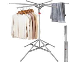 Dailygoods- Droogrek Uittrekbaar - Inklapbaar - Stabiel - Ruimtebesparend - 6 Vleugels - Voor Balkon/Binnen/Buiten - Wasrek