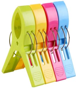 Dailygoods - Strandhanddoekclips - Grote Wasknijpers - Antislip Ontwerp - Felgekleurde Plastic - Voor Ligbedden en Wasgoed - 4 Stuks — thumbnail 1