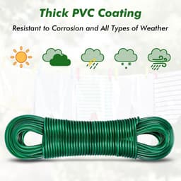 Dailygoods - Waslijn voor Buiten - Zware Toepassingen - 30 Meter - Groen - Roestvrij en Waterdicht - Tot 120 Kg Belastbaar - Ideaal voor Balkon en Tuin — thumbnail 2