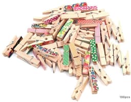 Dailygoods- Wasknijper 100 Stks - Kleurrijk Houten - Foto Clips - Ambachten - Gift Inpakken - Roestvrijstalen Veerdraad - Knijpers — thumbnail 5
