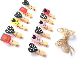 Houten Knijpers - Mini Decoratie - Foto's Ophangen - Met Jute Koord - 24 Stuks - Natuurlijk — thumbnail 2