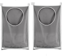 Dailygoods- Wasmand met Deksel - Wasmand 2 Vakken - Wasmand voor Deur - Waszak - Waterdichte Wasmand - Ruime Capaciteit 77x50 cm — thumbnail 1