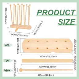 Dailygoods- Droogrek Herbruikbaar - Plastic Zak Droogrek - Afdruiprek Houder - 10 Stokken Vurenhout - Stabiliteit - 100mm Breed, 320mm Hoog - Afdroogrek — thumbnail 5