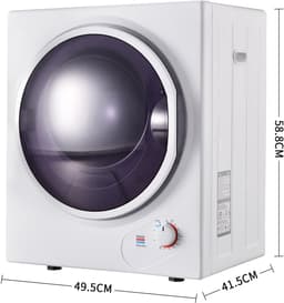 Mini wasdroger-Luchtafvoerdroger – Compact En Stil – 2,5 Kg – 1350W afvoerdroger-Staal – Wit – Wandmontage Of Vrijstaand Voor Kleine Ruimtes Met Timer En Dubbel Filter — thumbnail 4