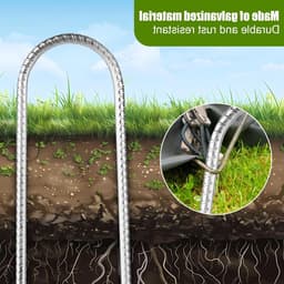 Set van 6 Grondankers van 30 cm, Gegalvaniseerd Staal, Sterke U-Vormige Grondankers voor Beveiliging van Tenten, Schuttingen en Campinguitrusting — thumbnail 5