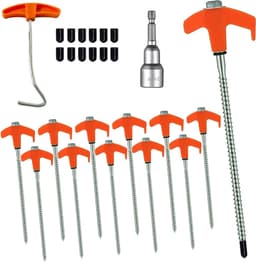 12 Stuks Schroefstijl Tentpinnen van 20 cm, Sterke Stalen Grondankers voor Kamperen, Buitenactiviteiten en Tuingebruik — thumbnail 1