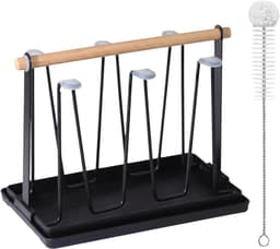 Multifunctionele Droogrek voor Flessen en Bekers, 6-delige Metalen Flessenstandaard met Afvoer en Mat, Ideaal voor SodaStream en Keukenaccessoires — thumbnail 1