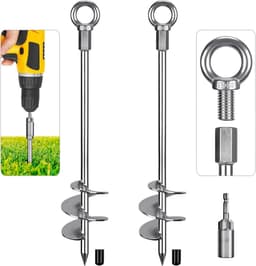 Grondanker 46 cm voor zware lasten, ideaal voor tenten, trampolines en schommels - stevige spiraalanker met oog voor optimale bevestiging tijdens stormachtige omstandigheden — thumbnail 1