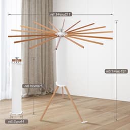 Dailygoody - Droogrek voor Kleding - Opvouwbaar Kledingrek - Houtkleur - Waslijnrek met 16 Hangende Staven - Max. Capaciteit 40 Kg - Geschikt voor Thu... — thumbnail 2