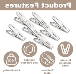 Sterke Grote Wasknijpers van RVS, Winddichte Klemmen voor Zware Kleding en Wasgoed (50 Stuks, 5 x 1,2 cm) — thumbnail 5