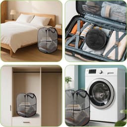 Set van 3 Opvouwbare Wasmanden, Draagbare Pop-Up Wasmanden, Ideaal voor Badkamer en Kamperen, 36 x 36 x 58 cm, Handig voor Wasverzameling en Ruimtebesparing — thumbnail 4