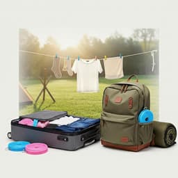 Waslijn Camping - Reiswaslijn Uitschuifbaar - Kleding Drogen - Winddicht Antislip - 2 Stuks 5m - Niet Gespecificeerd — thumbnail 3