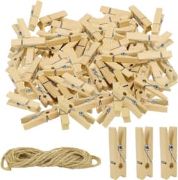 Houten Mini Knijpers - Kleine Ambachtelijke Clips - Foto's Ophangen - Natuurlijk Hout Materiaal - 3.5 cm - Houtkleur — thumbnail 1