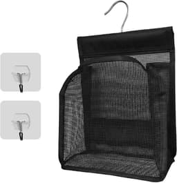 Waslijn Klem Tas - Kledinghanger Opberger - Handig Opbergen - Met Ophanghaak - 20x10x24 cm - Zwart — thumbnail 1